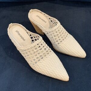 Jeffrey Campbell Anthropologie Leone Woven‎ Block Heel Leather Shoes 9.5